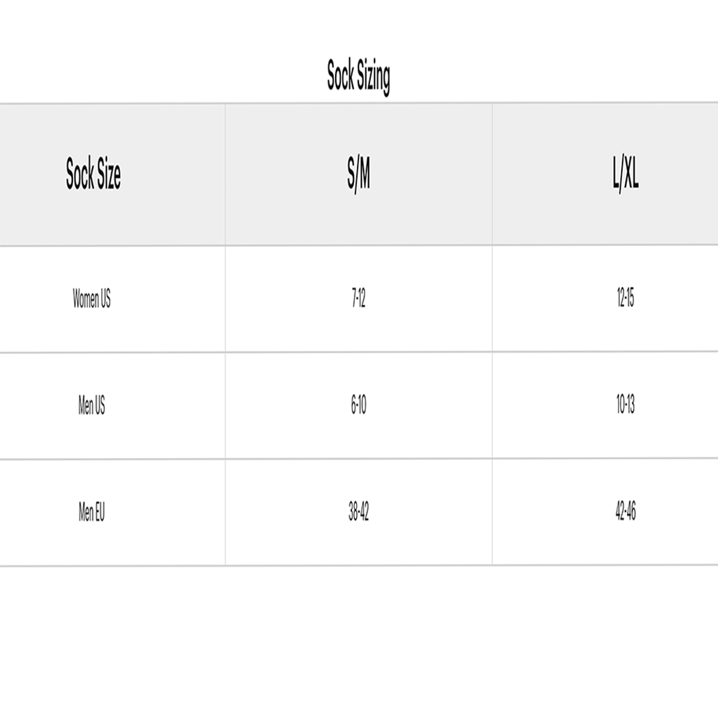 100% - Rev Corpo Blue/White/Red Knee Brace Sock Size Guide