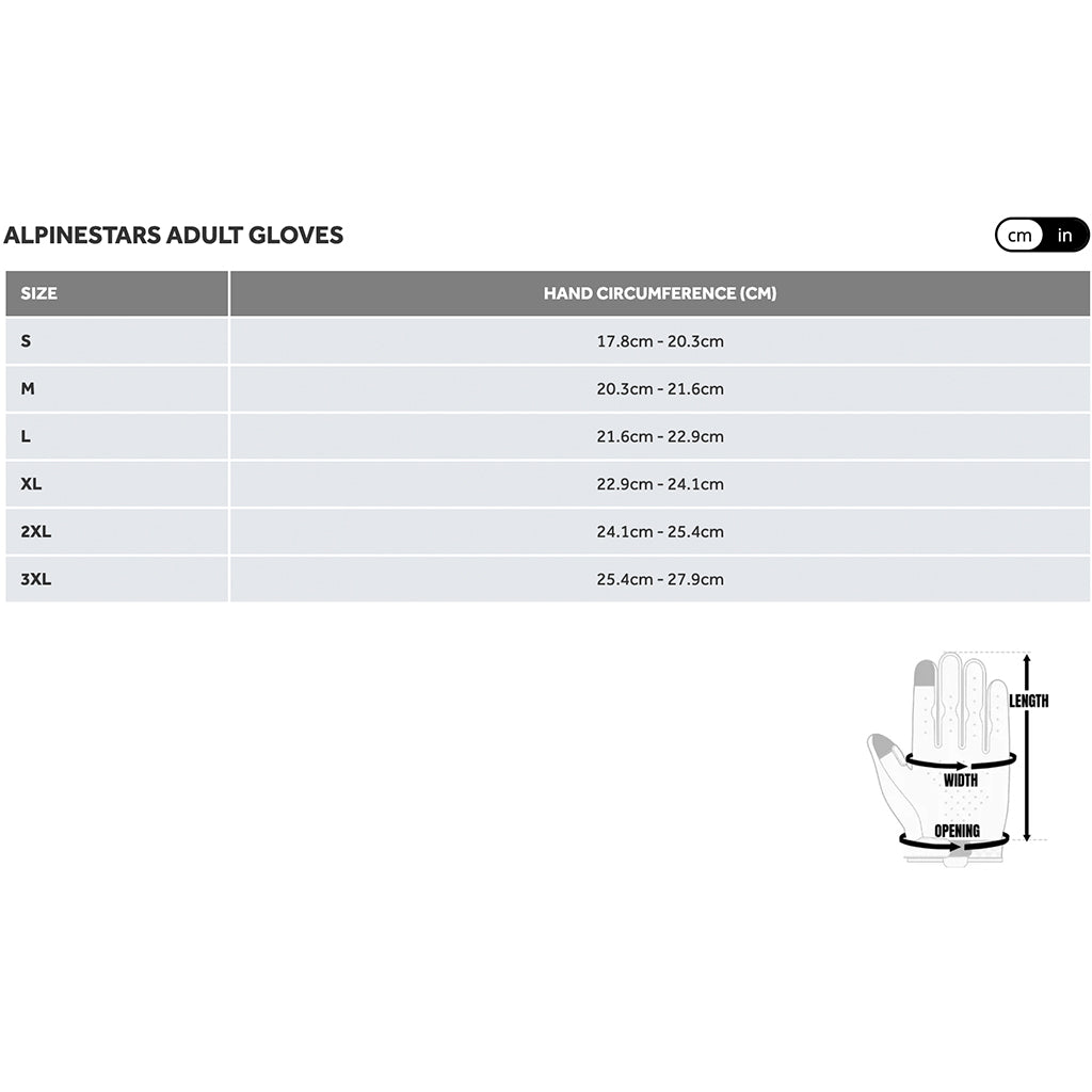 Alpinestars - 2026 Supertech Gold/Black/Pink MX Gloves Size Guide