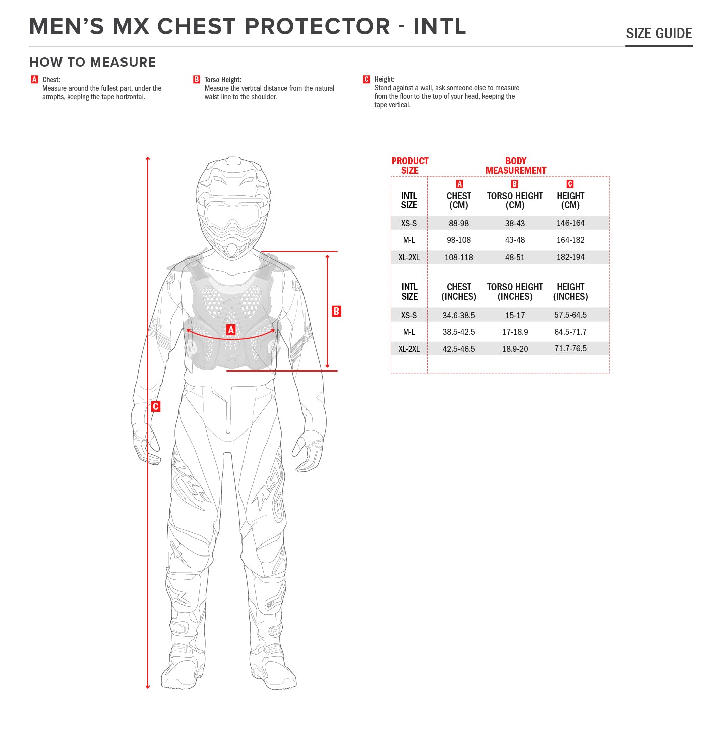Alpinestars - A-5 Plasma Black Red White Chest Protector Size Guide