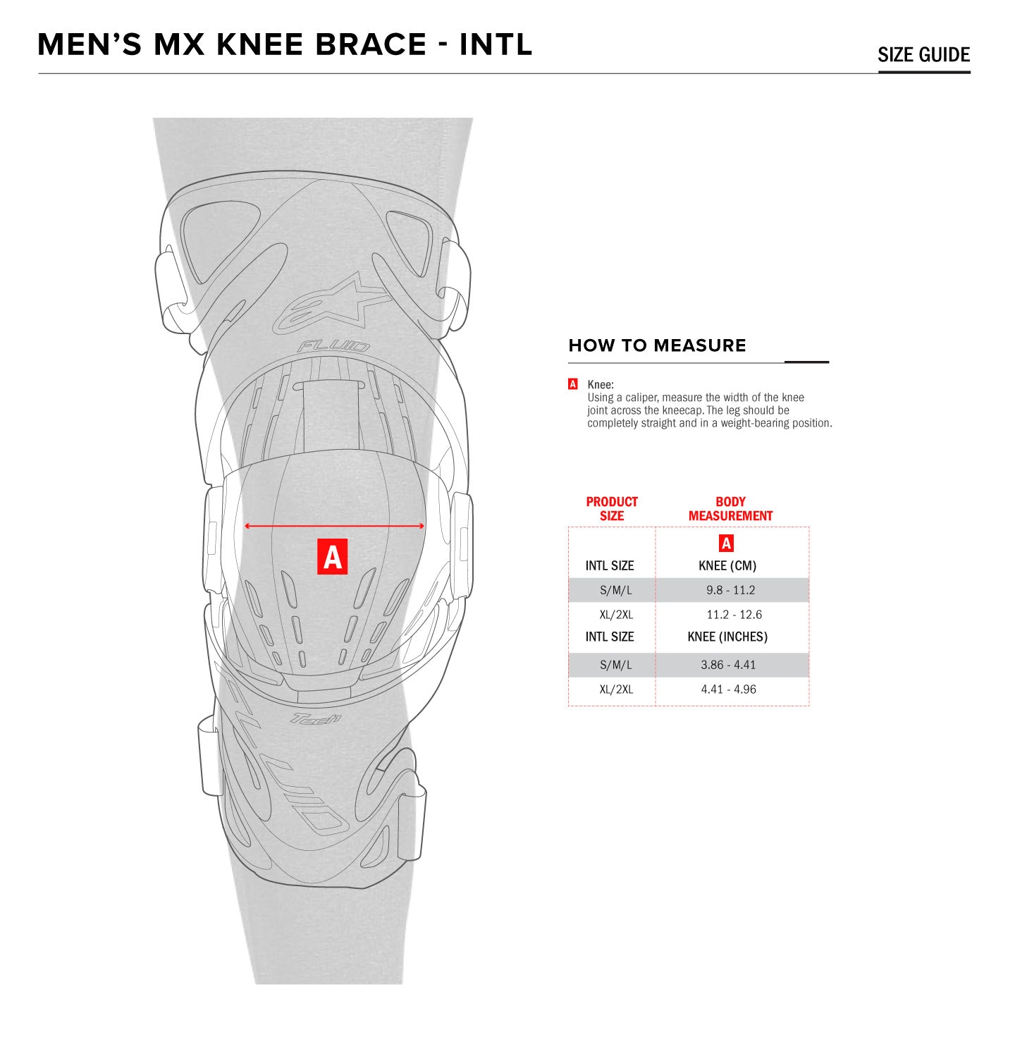 Alpinestars - Rk-7 Plasma Black White Knee Brace Size Guide