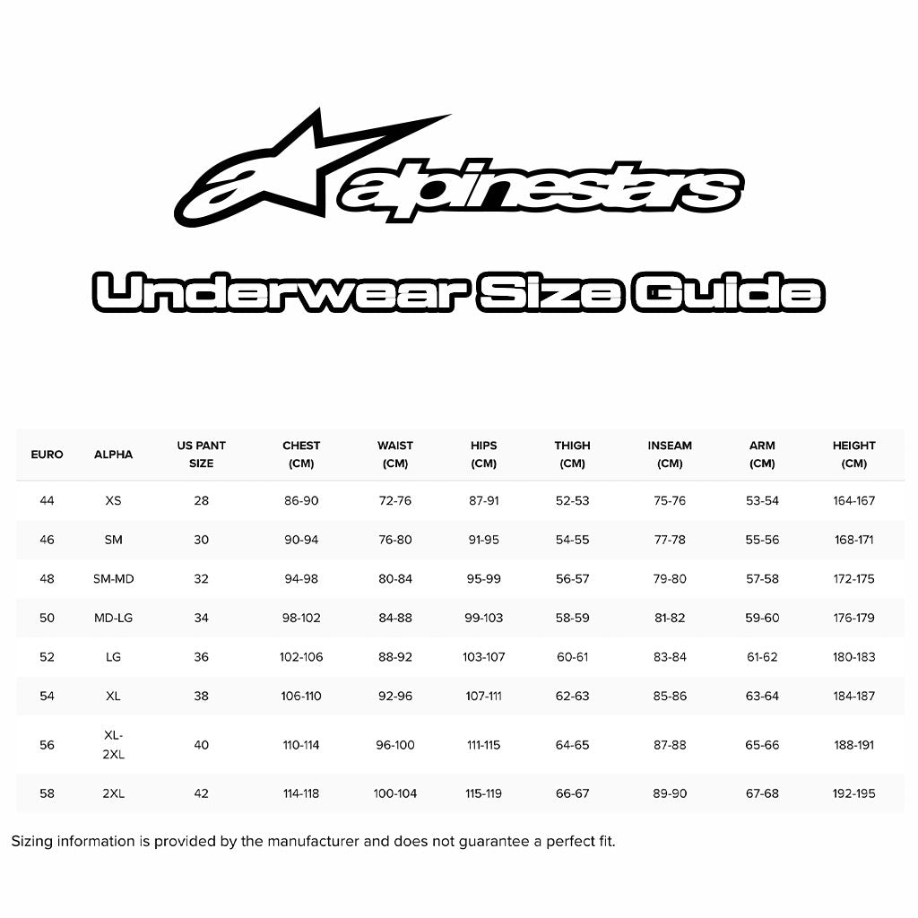 Alpinestars - Ride Tech V2 Summer Pants Size Guide