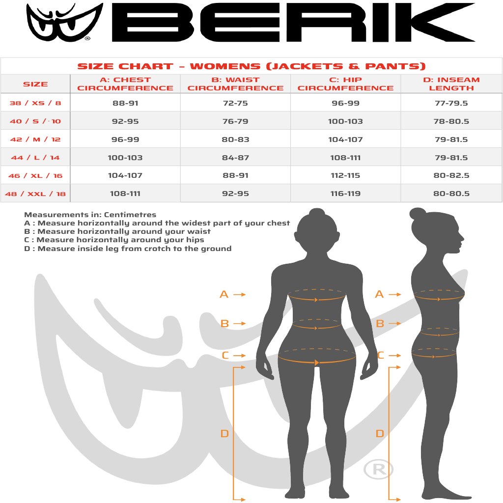 Berik - Ladies Zara Black Leather Jacket Size Guide