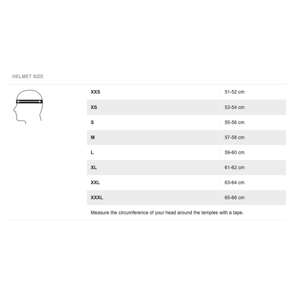 Bell - Racestar DLX Flex Grid Yellow Helmet Size Guide