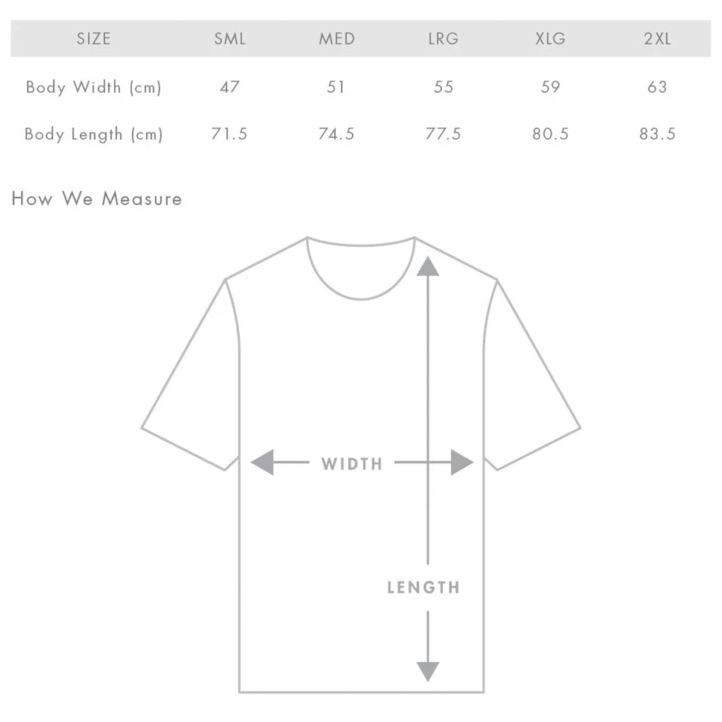 Death Collective - Danger Tee Size Guide