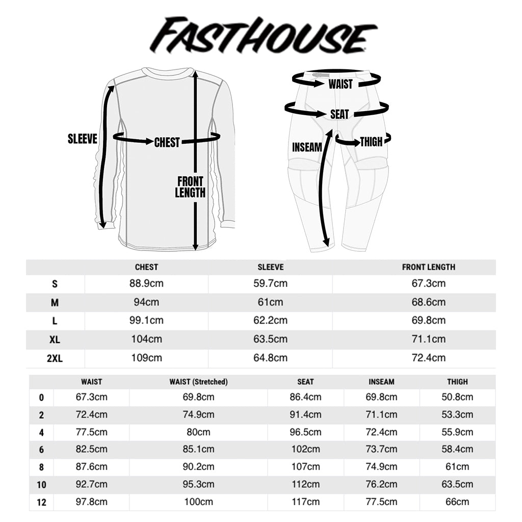 Fasthouse - 2026 Womens Elrod Storm Black MX Combo Size Guide