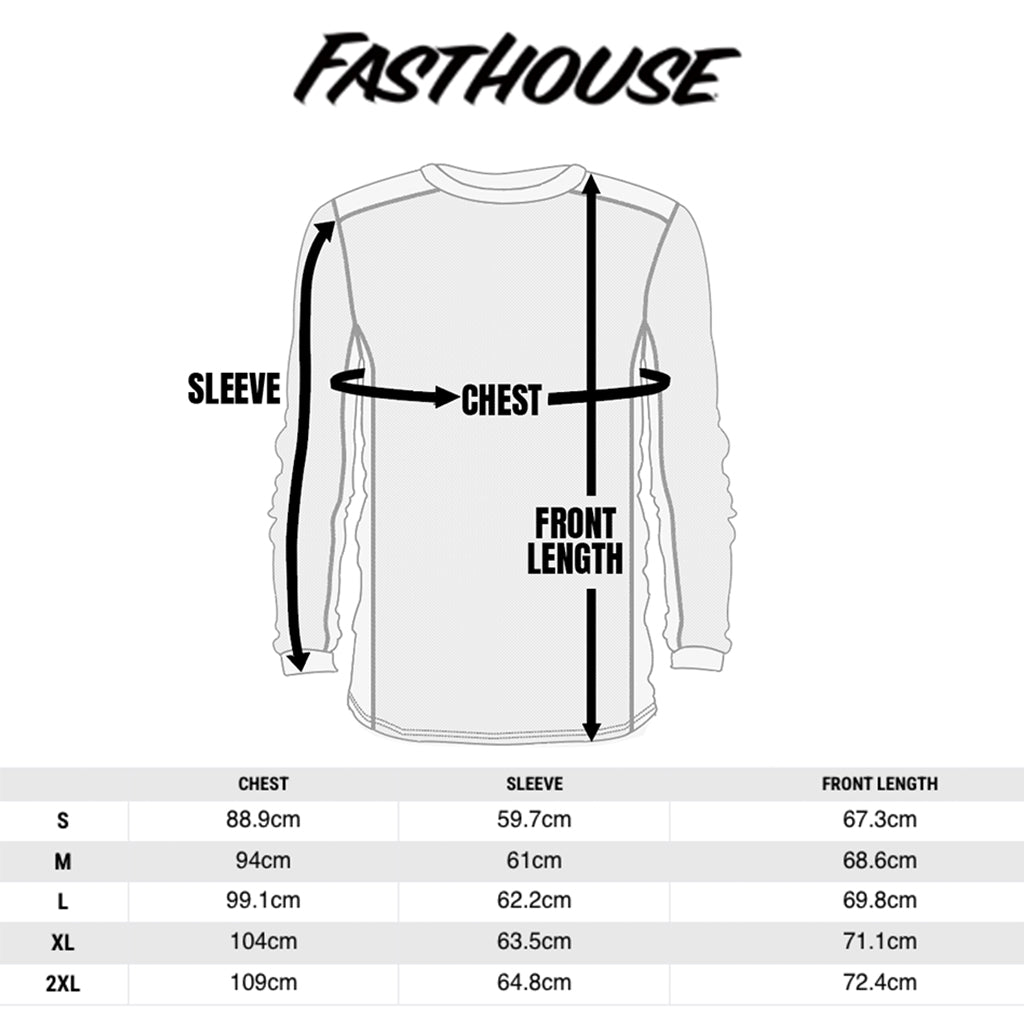 Fasthouse - 2026 Womens Elrod Storm White/Black Jersey Size Guide