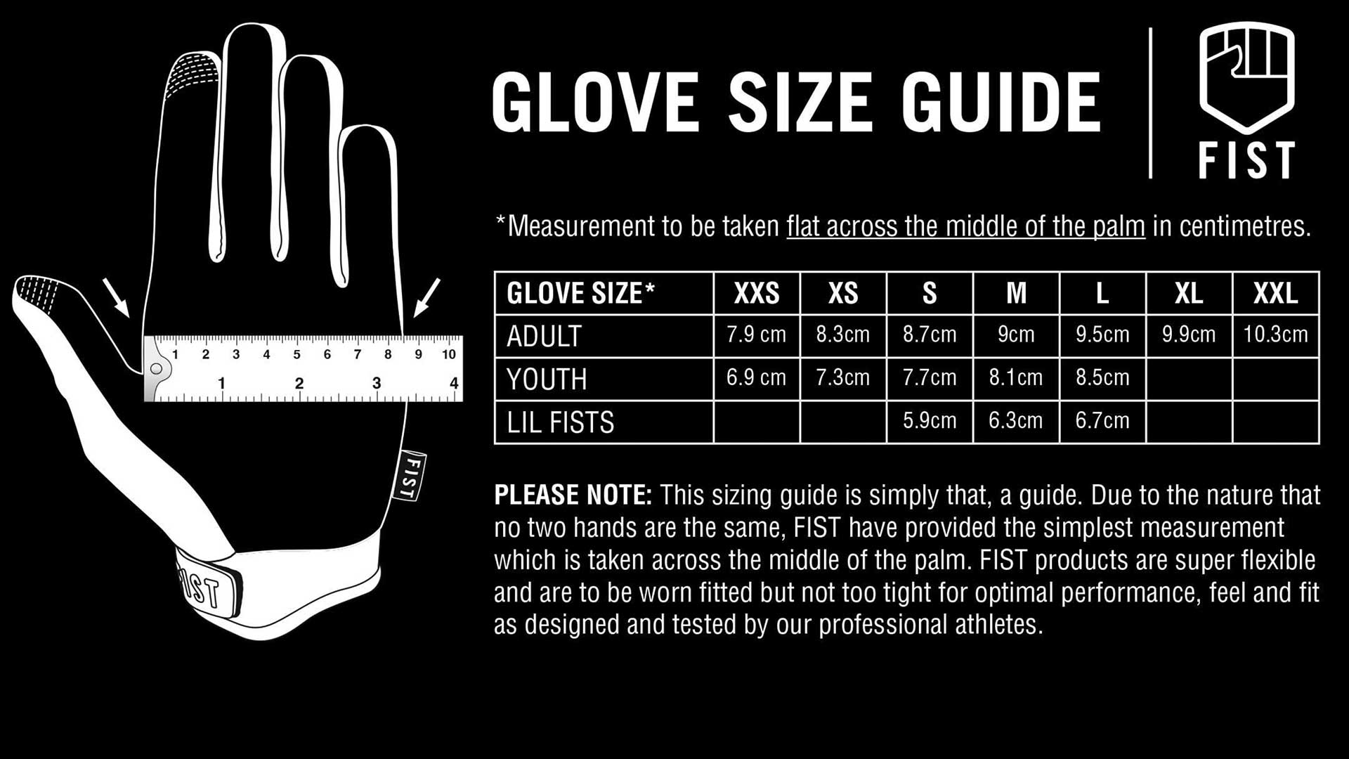 Fist - Mike Mtzger Flaming Plug Gloves Size Guide