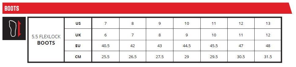 Leatt - GPX 5.5 Flexlock MX Boots Size Guide
