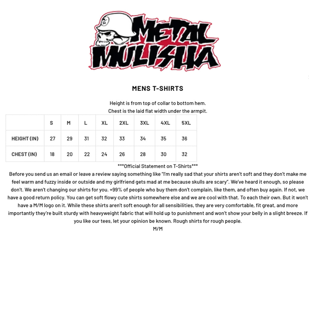 Metal Mulisha - OG Tee Size Guide