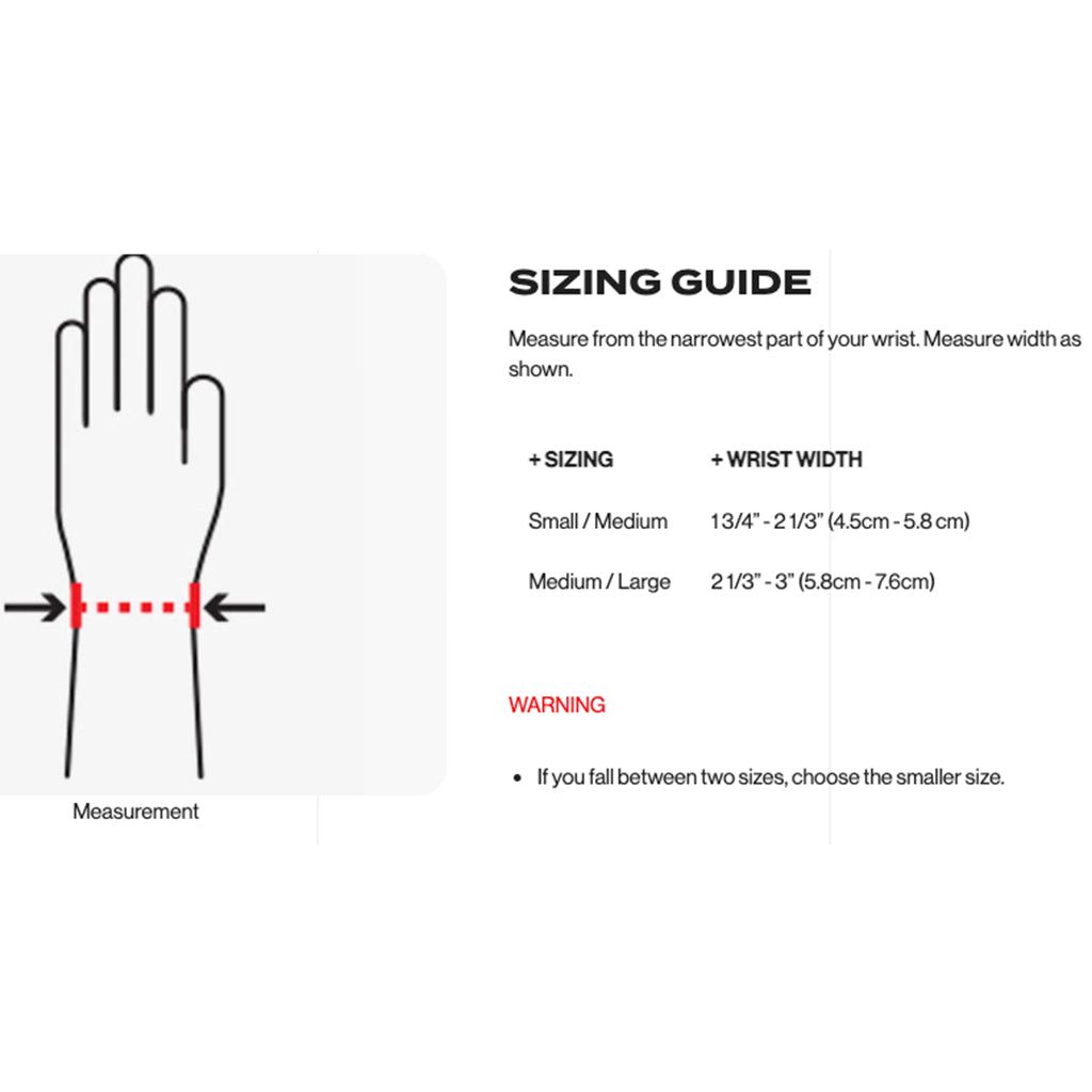 Mobius - X8 White Wrist Brace Size Guide
