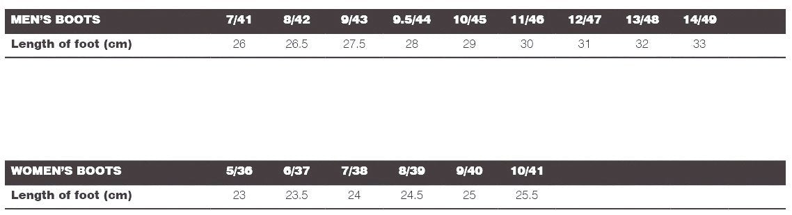 Moto Dry - Ladies Urban Classic WP Ride Shoe Size Guide