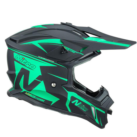 Nitro - MX760 Satin Black/Teal Helmet