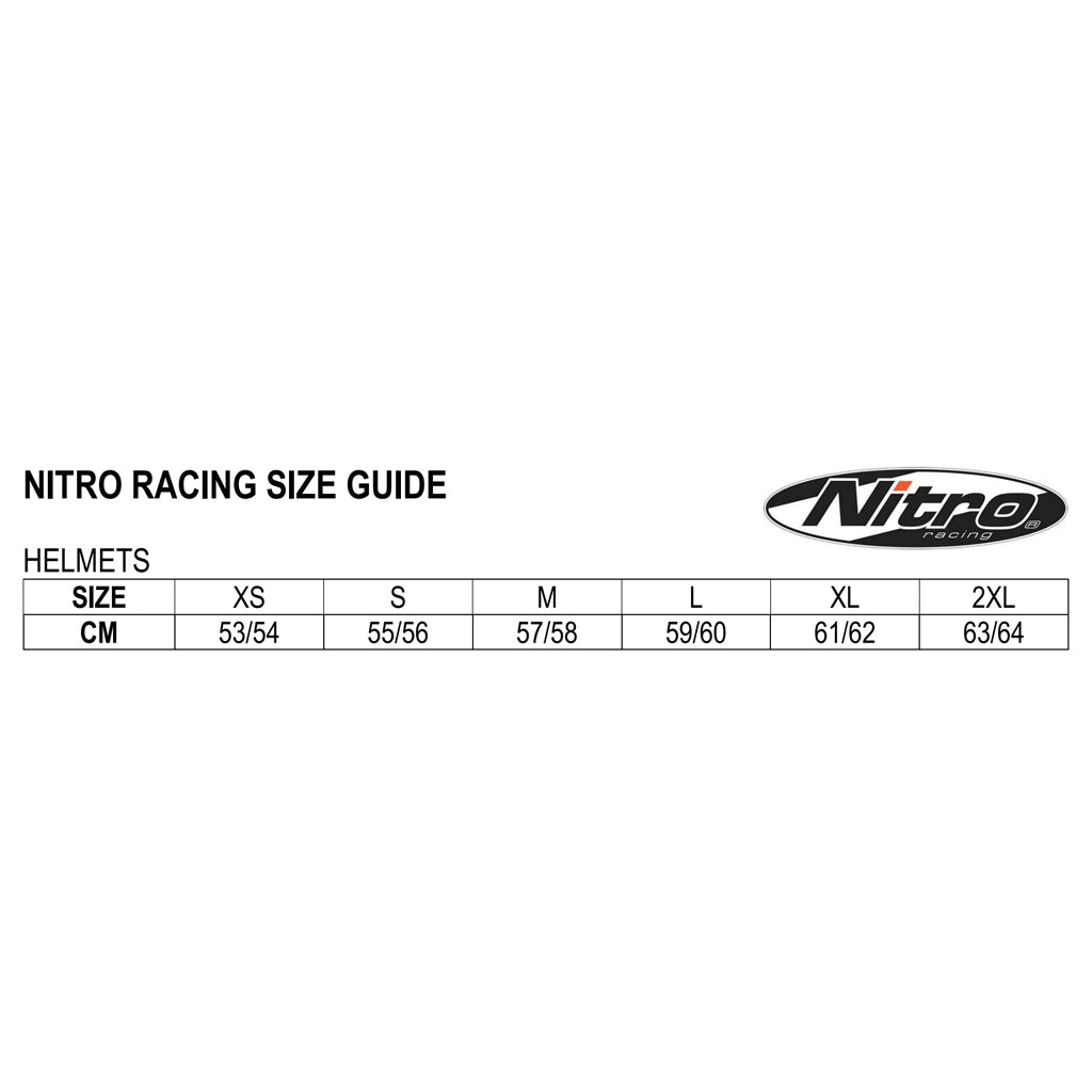 Nitro - MX730 Adventure Helmet Size Guide
