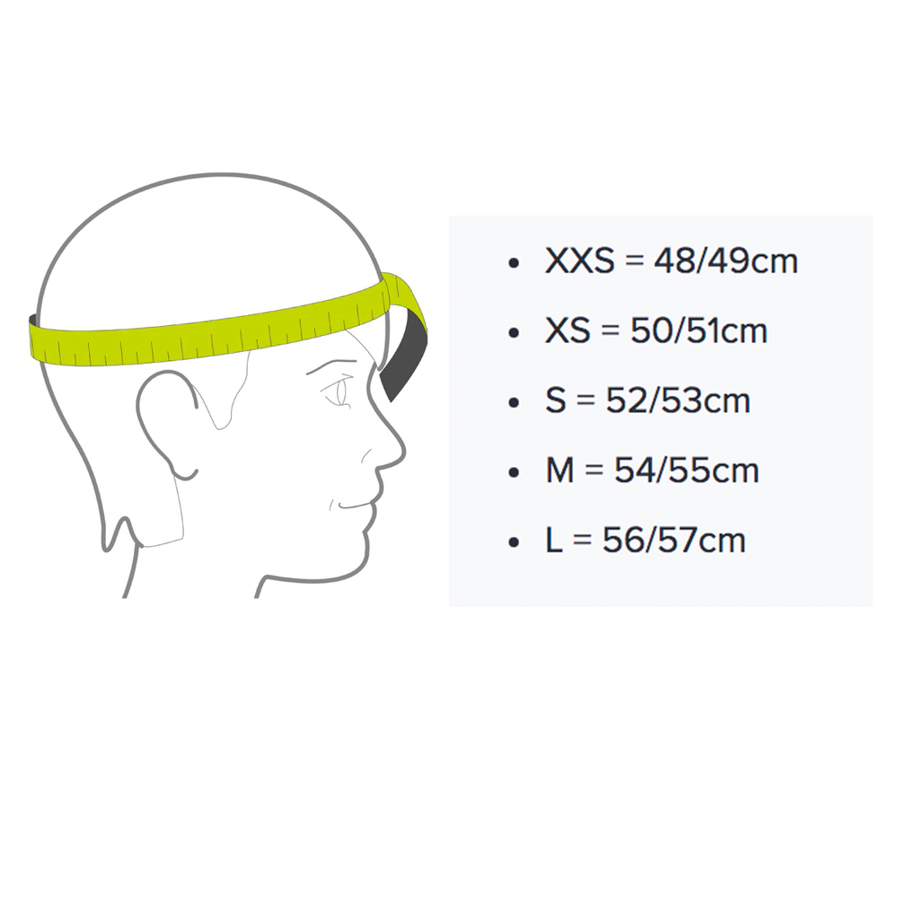 RXT - Youth Racer 4 Solid Black Helmet Size Guide