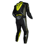 Berik - Sicily Black/Army/Yellow 1 Piece Leather Suit