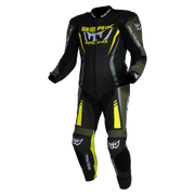 Berik - Sicily Black/Army/Yellow 1 Piece Leather Suit