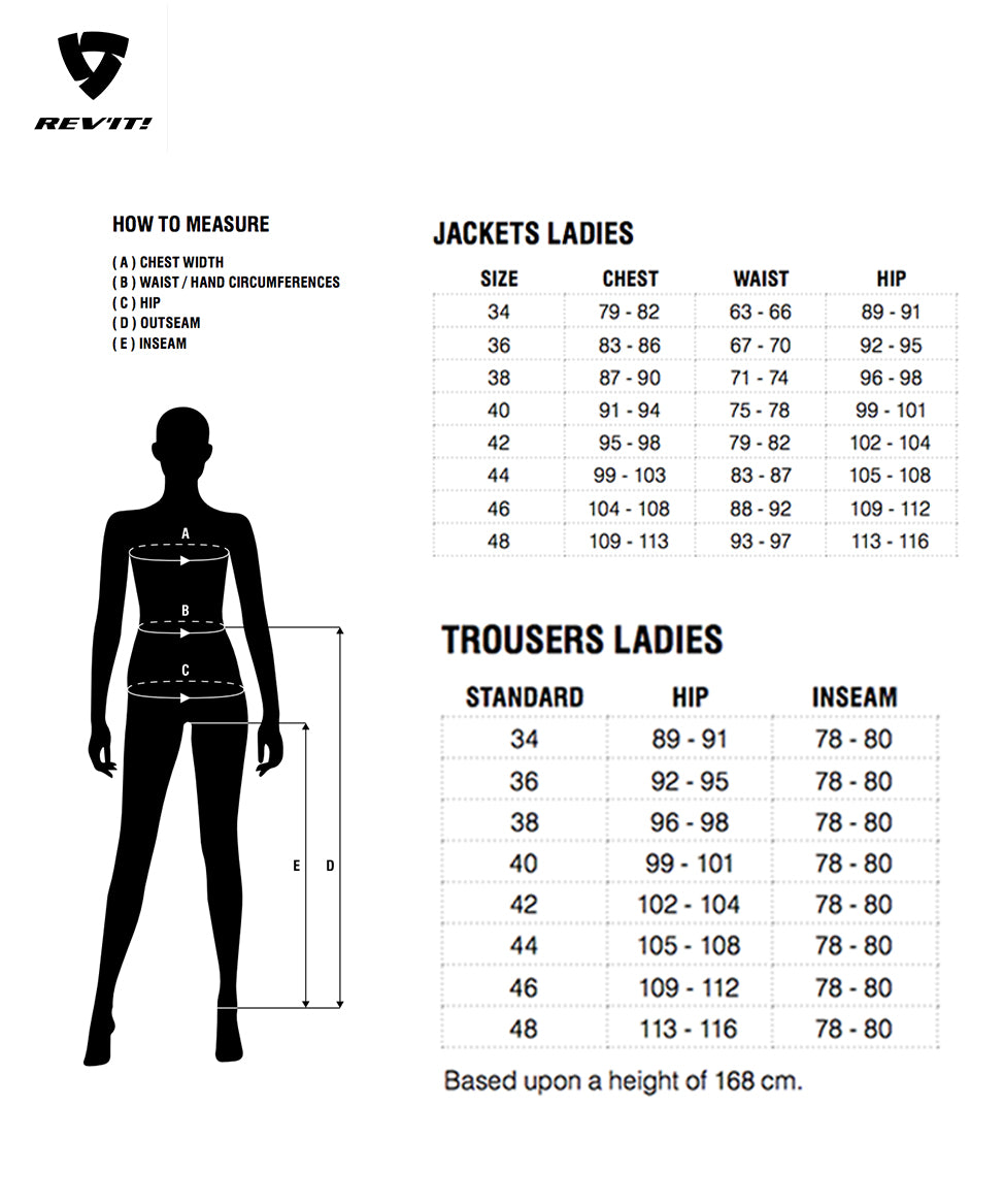 Rev-It - Ladies Eclipse 2 Sand Jacket Size Guide