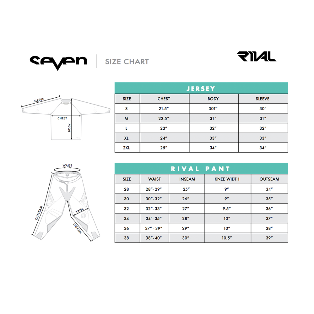 Seven - 2022 Rival Rift Pant Size Guide