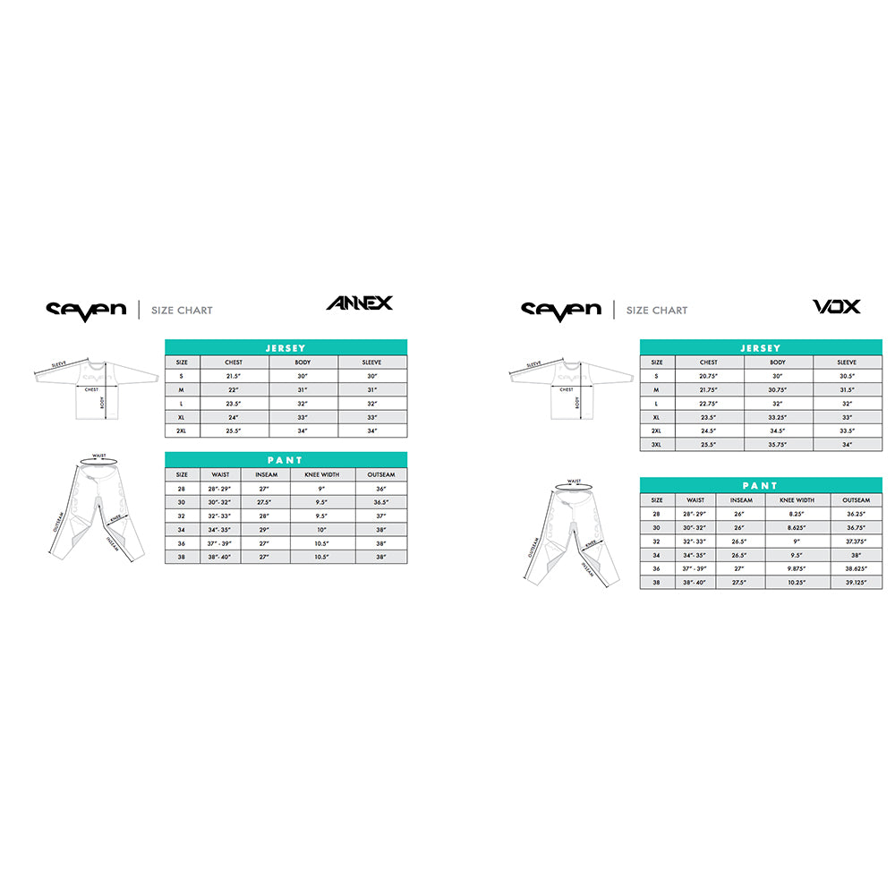 Seven - 2022 Vox Phaser Jersey Size Guide