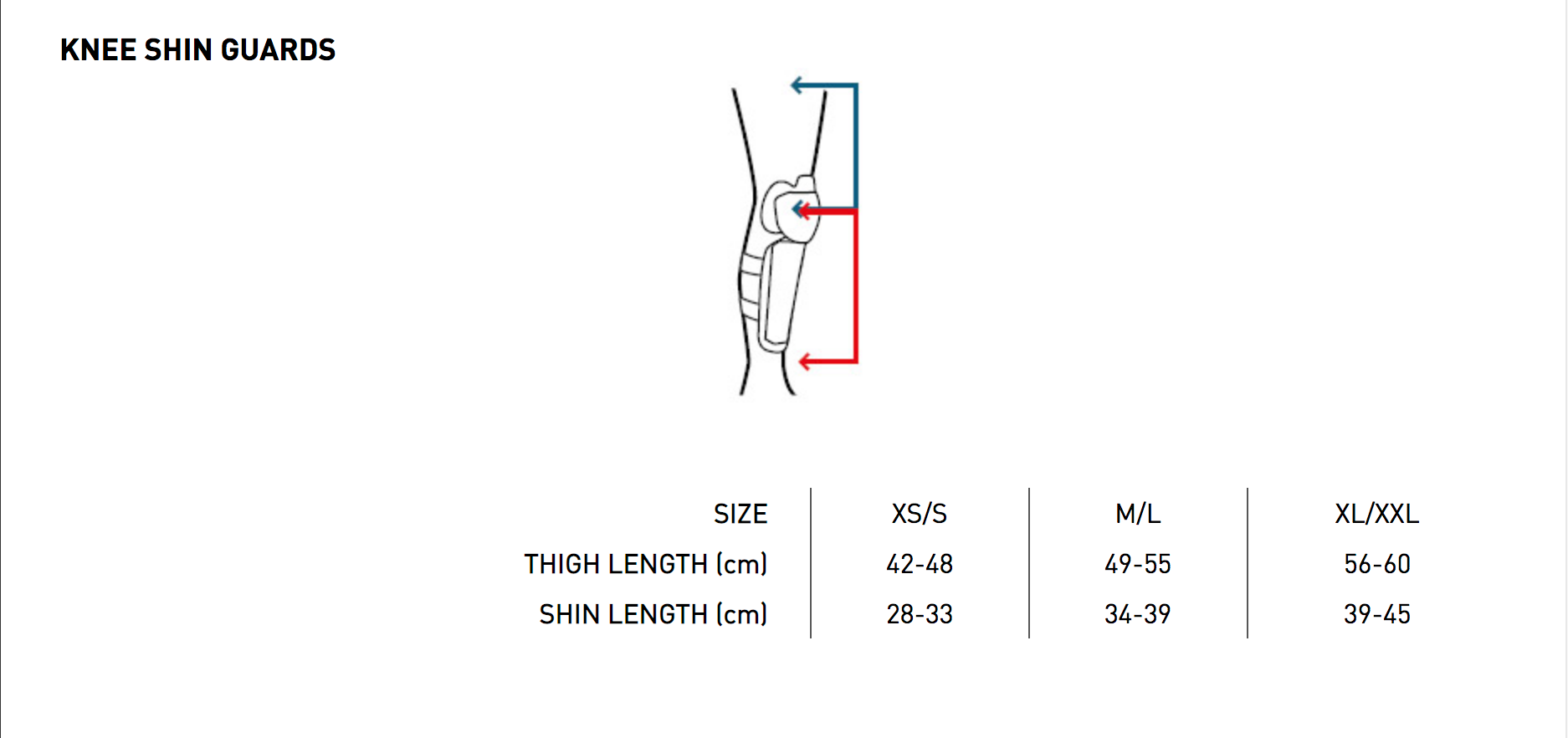 Shot - 2026 Optimal 2.0 Knee Guards Size Guide