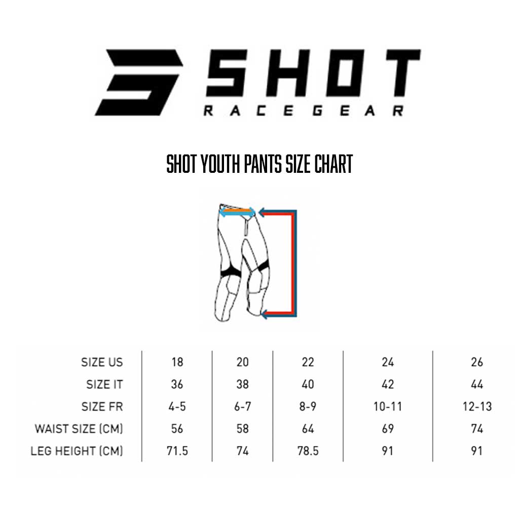 Shot - 2026 Kids Draw Daytona Orange Pants Size Guide
