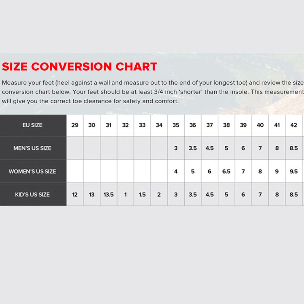 TCX - Street 3 Ladies Black/White Waterproof Shoe Size Guide
