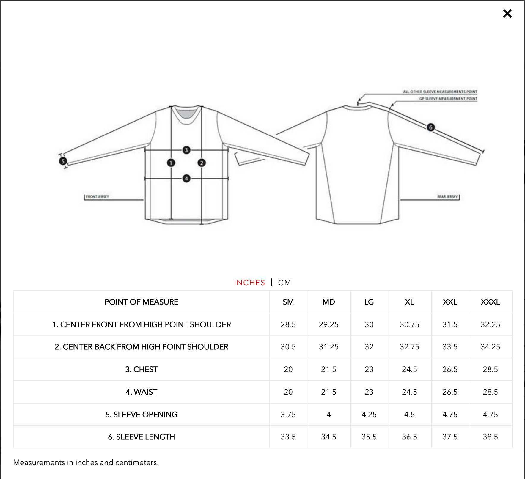 TLD - 2022 SE Pro Air Webster Jersey Size Guide