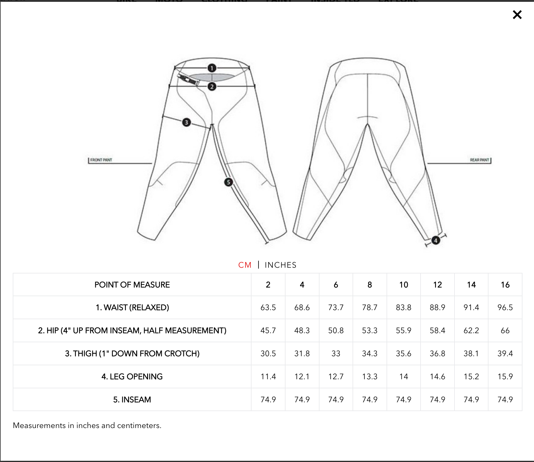 TLD - 2022 Womens GP Mono Pant Size Guide