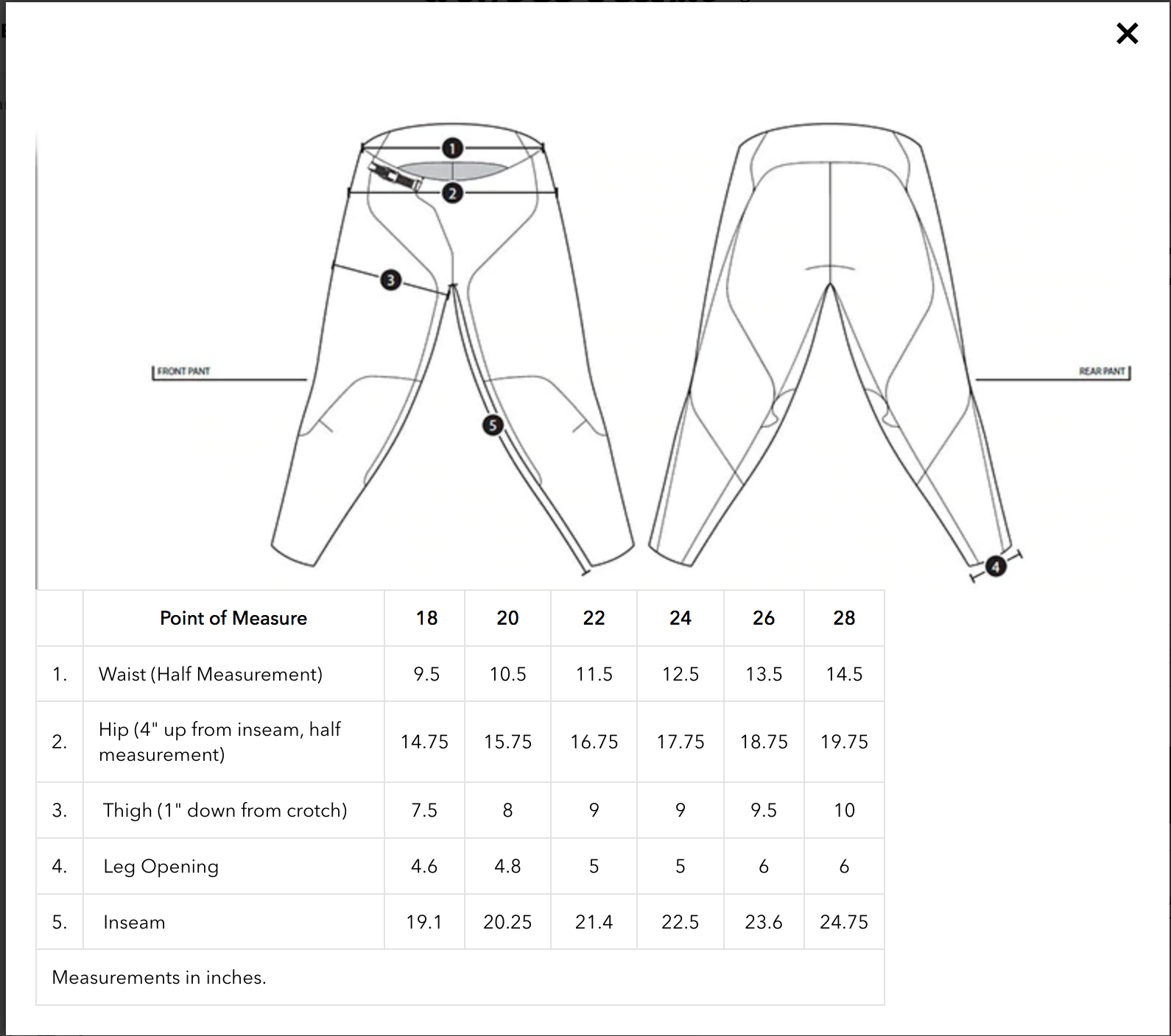 TLD - 2022 Youth GP Fractura Pant Size Guide