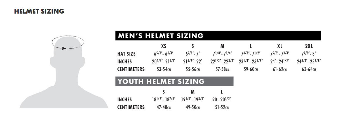 Thor - 2022 Sector Chev Helmet Size Guide