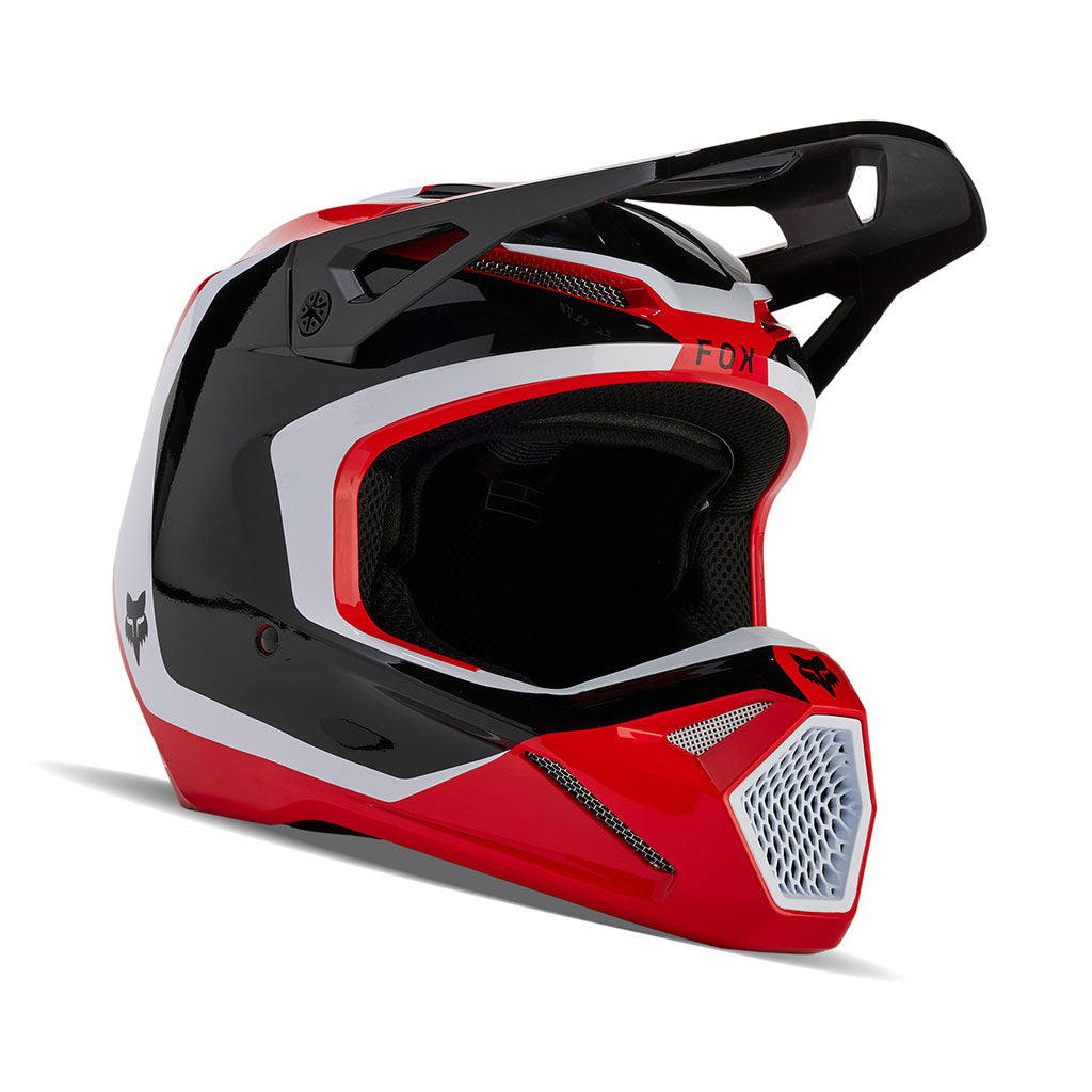 Red and store black fox helmet