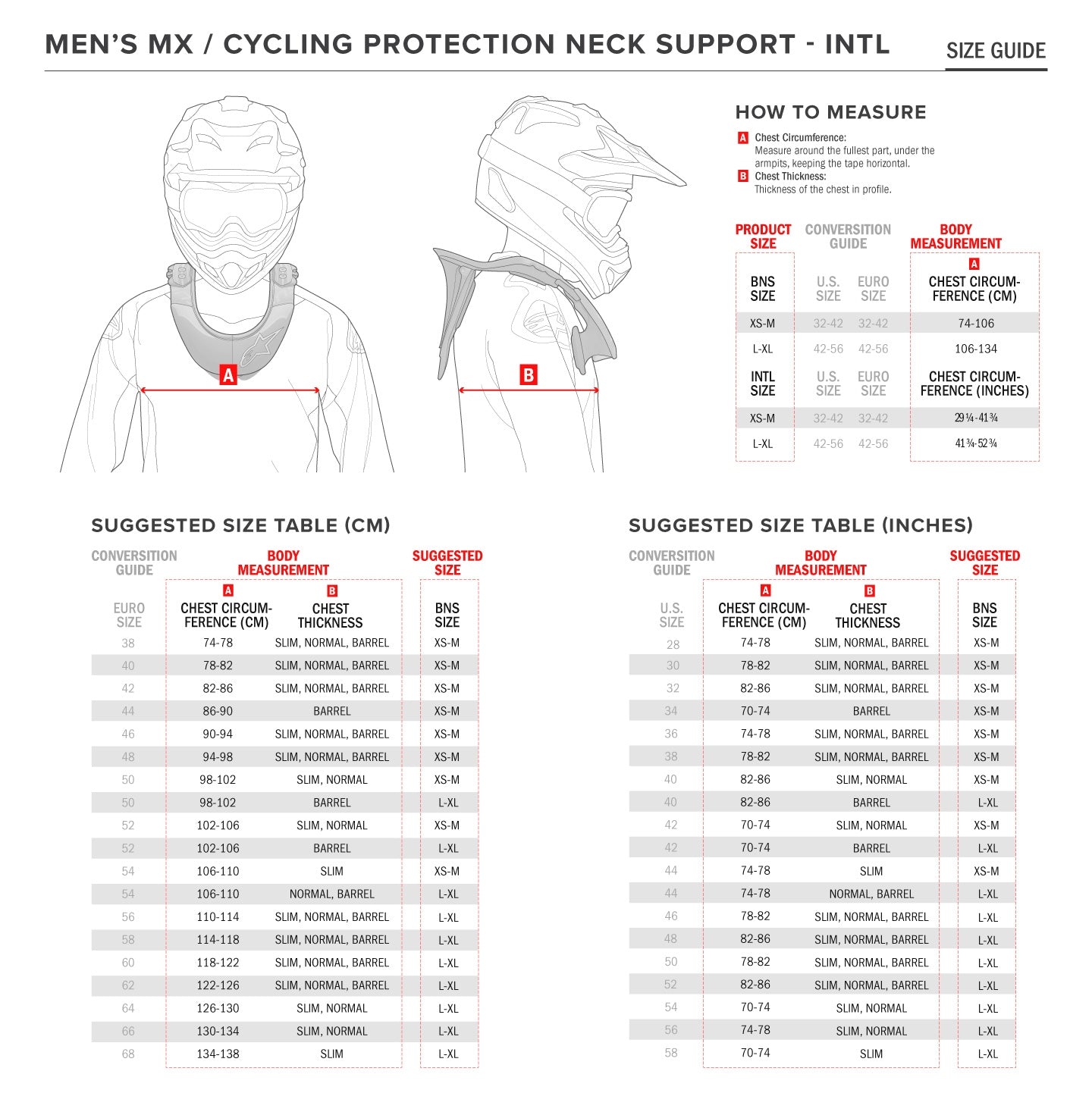 Alpinestars - Youth Sequence Neck Roll Size Guide