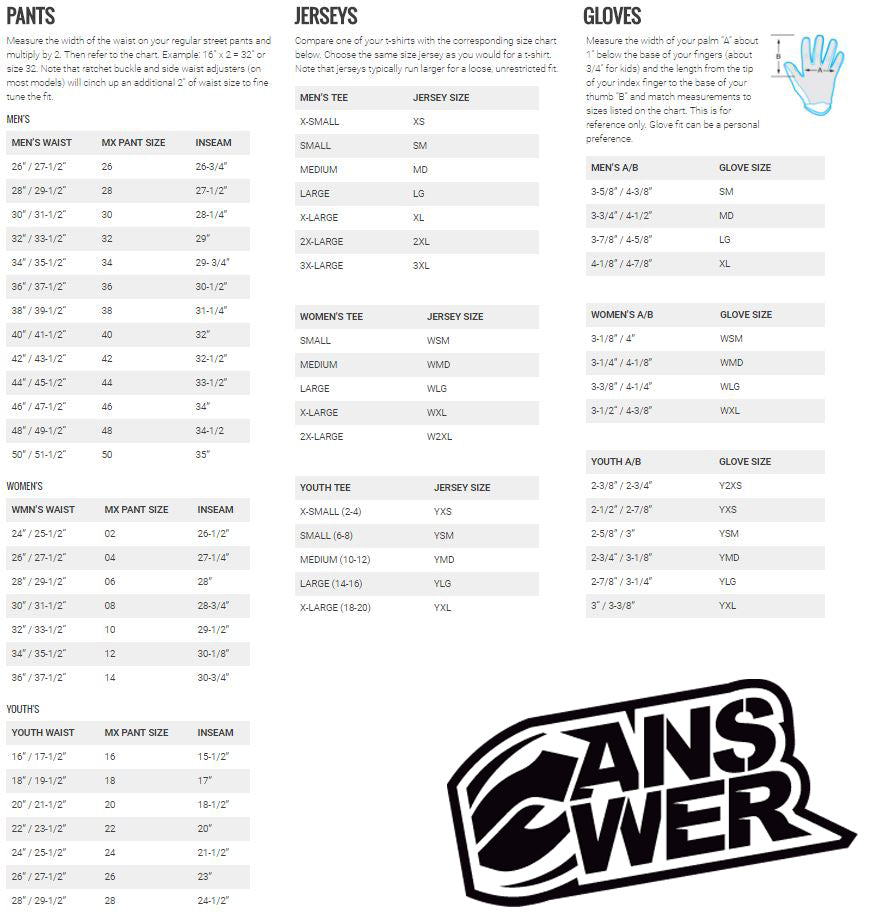 Answer - 2018 Syncron Pants Size Guide