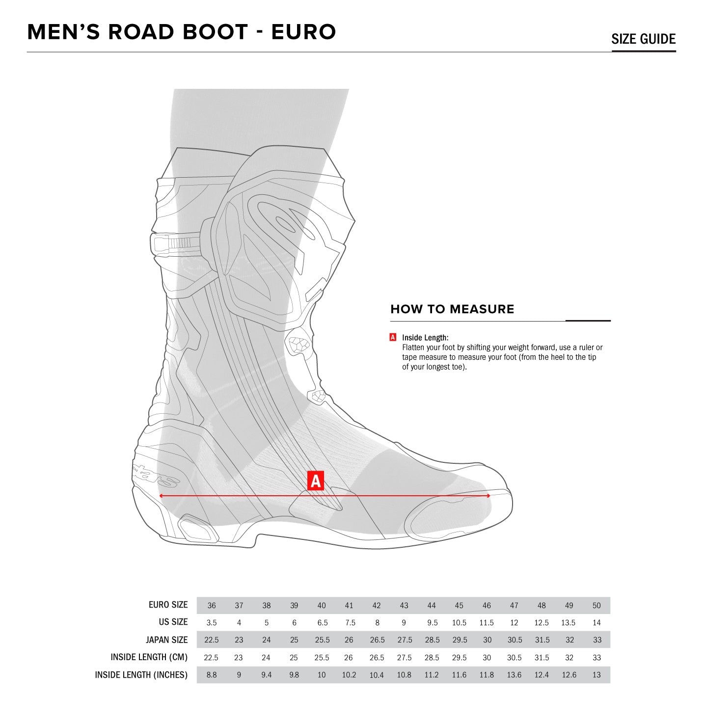 Alpinestars - SMX-6 V2 Black/Yellow Road Boots Size Guide