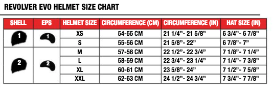 Bell - Revolver EVO Solid Helmet Size Guide