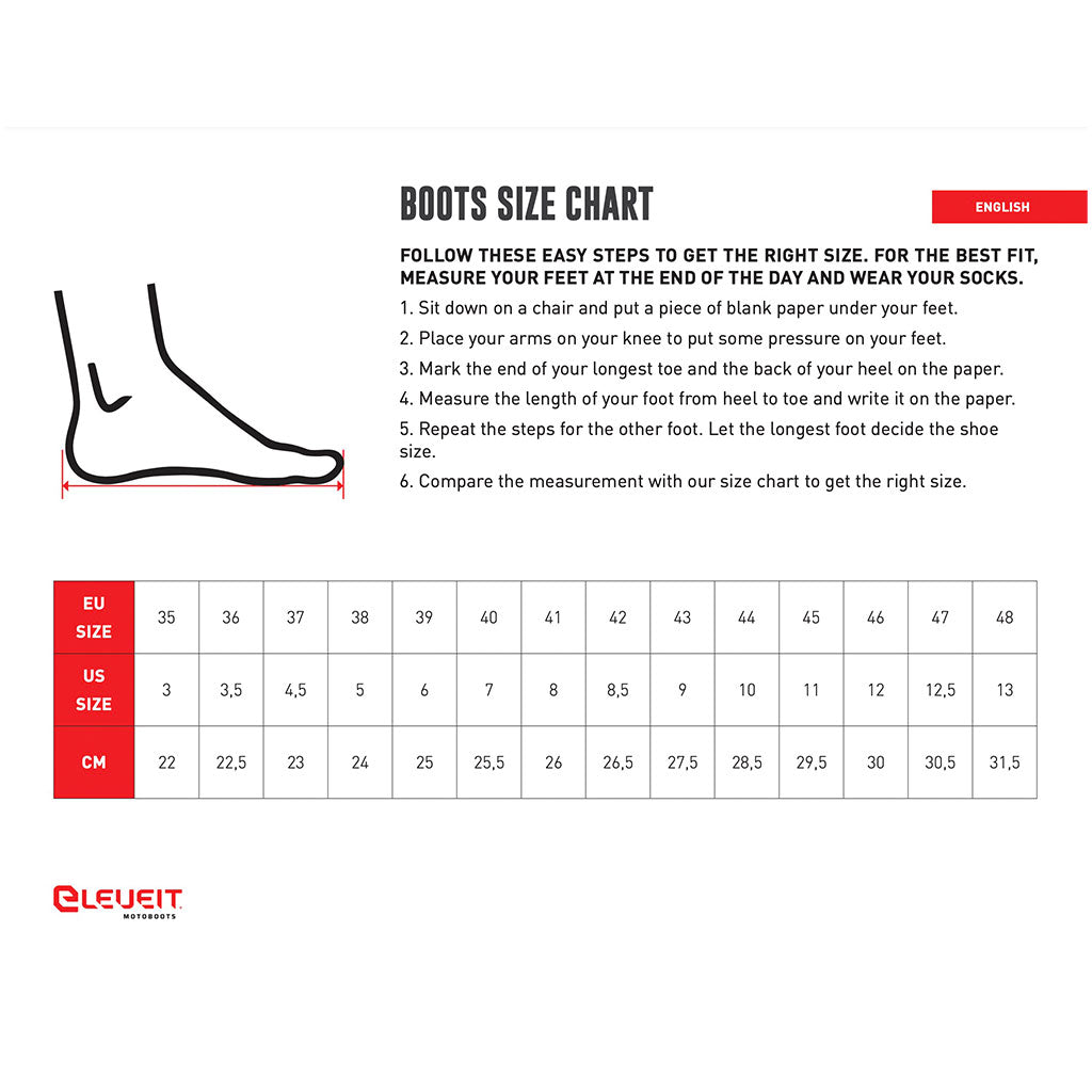Eleveit - X Privilege WP Enduro Black/Brown Boots Size Guide