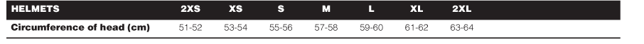 RXT - Safari Adventure Black/Yellow Helmet Size Guide