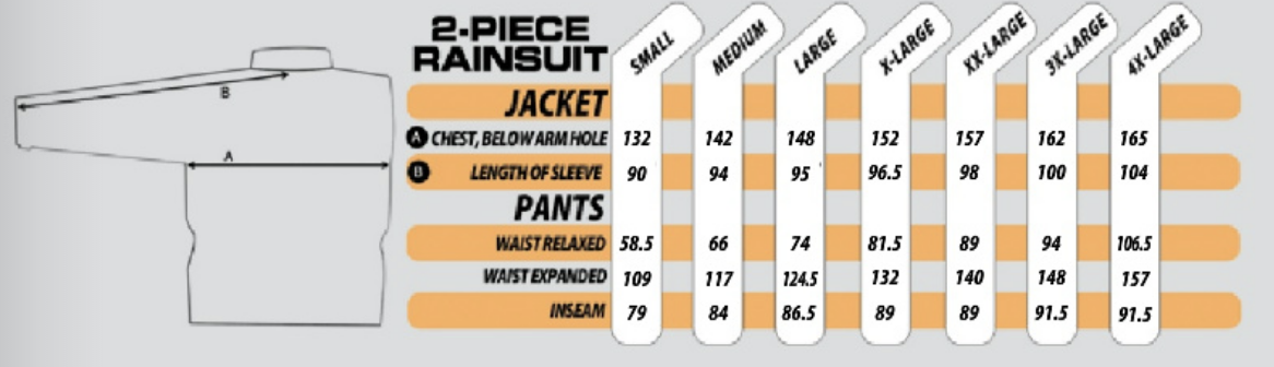 Nelson Rigg - SR-6000 Storm Rider Rain Pants Size Guide