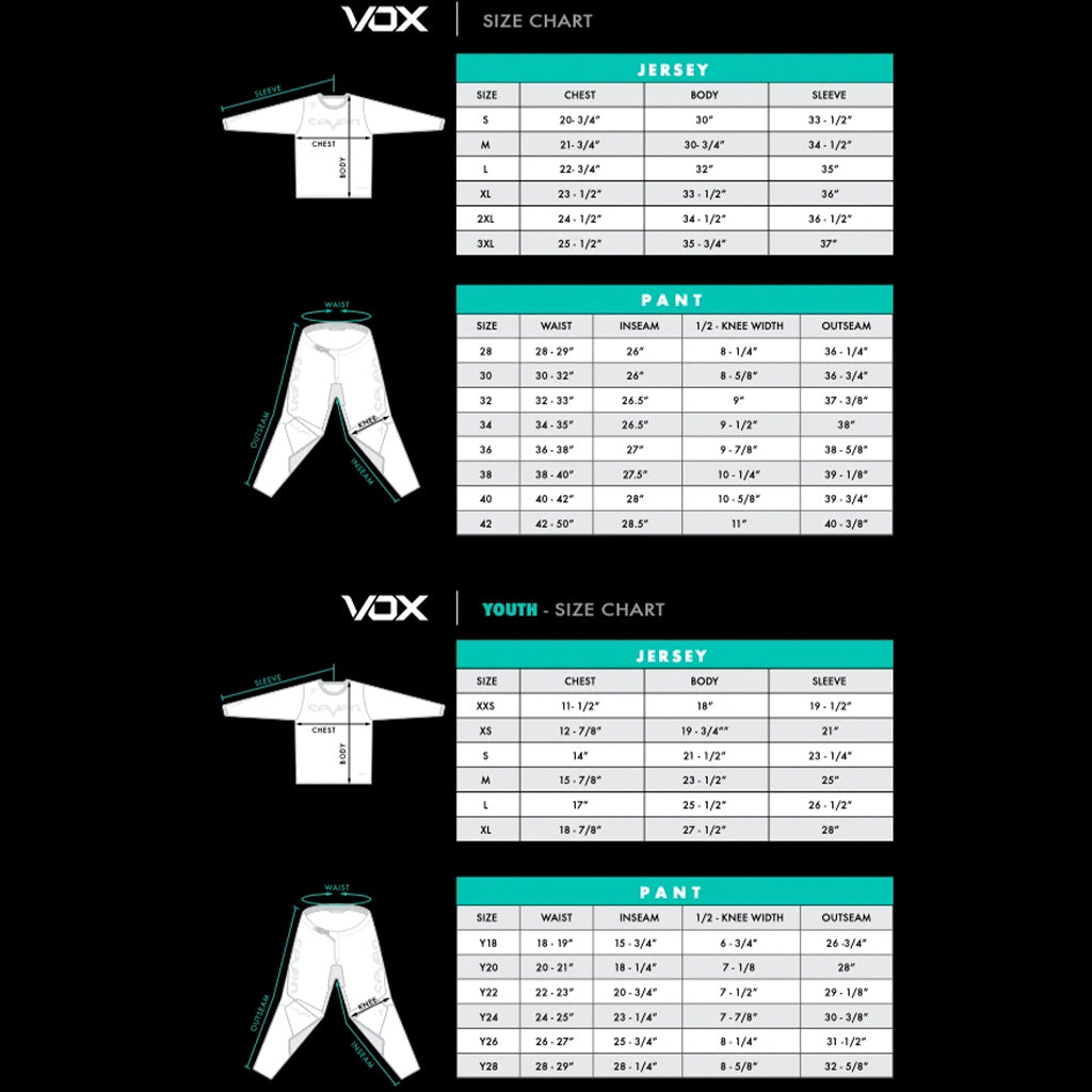 Seven - 2022 Vox Phaser Pant Size Guide