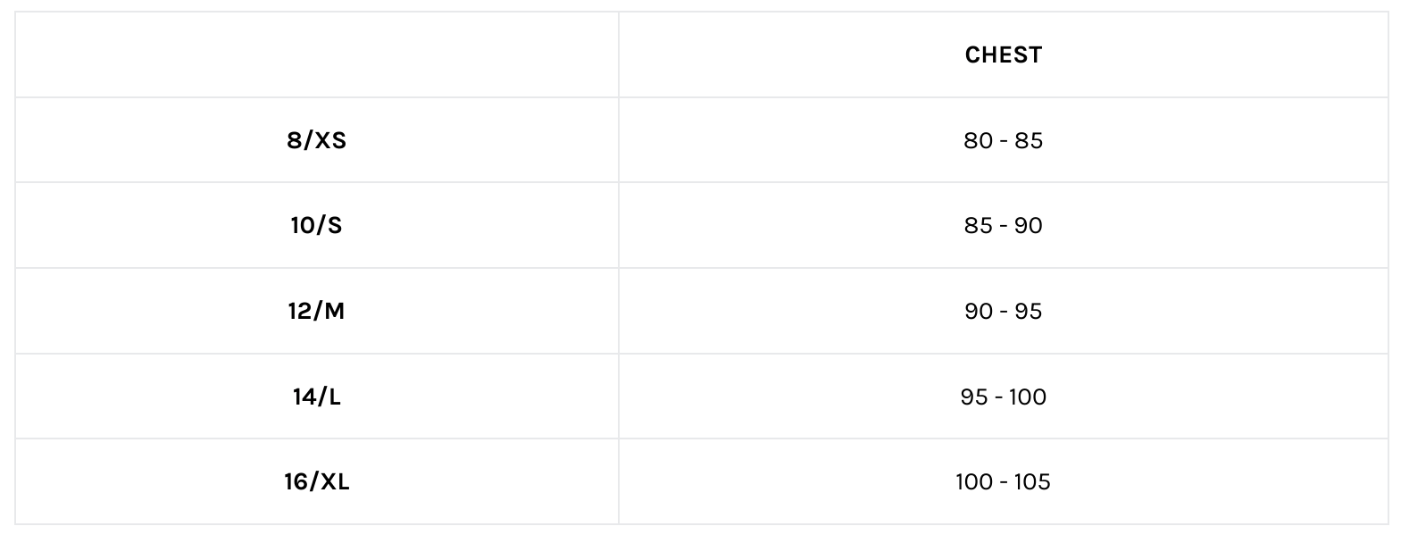 Unit - Ladies Free Flight Tee Size Guide