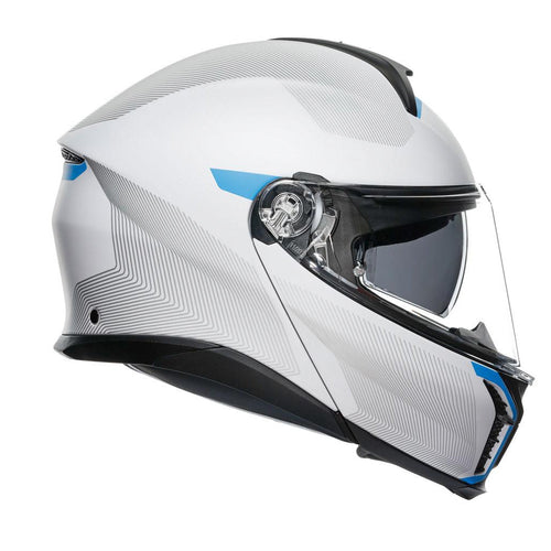 AGV - Tourmodular White/Blue Helmet & Intercom System Combo