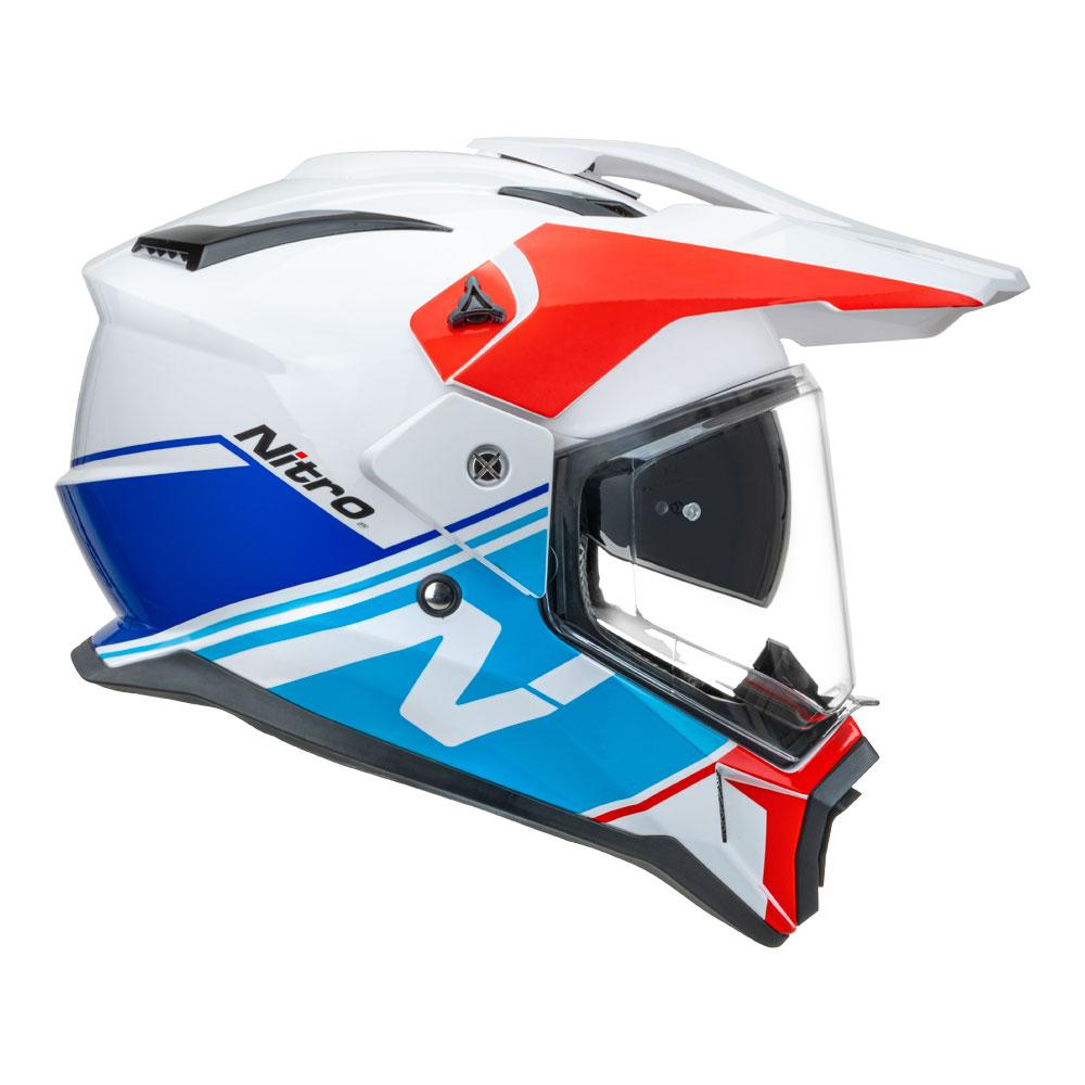 Nitro - MX780 Gloss White/Blue/Red Adventure Helmet