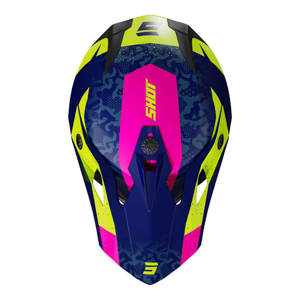 Shot - 2024 Kids Pulse AirFit Blue/Yellow/Pink Helmet