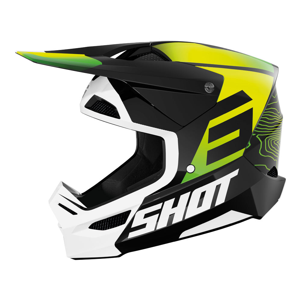 Shot - 2025 Youth Furious Apex Black/White/Yellow Helmet