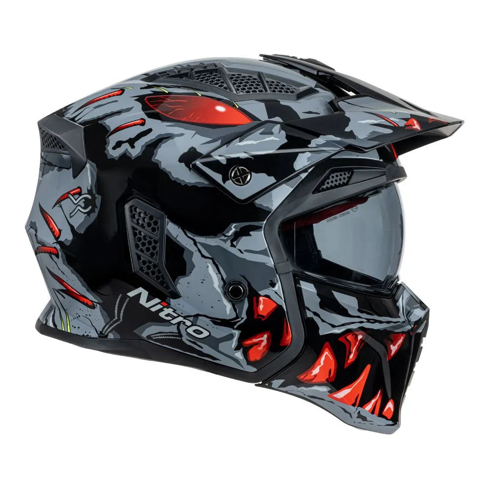 Nitro - NZ302 Toxic Grey/Red Full Face Helmet