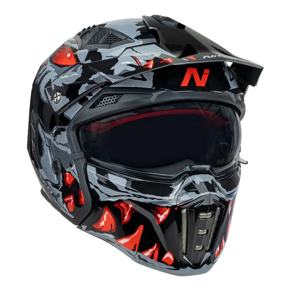 Nitro - NZ302 Toxic Grey/Red Full Face Helmet