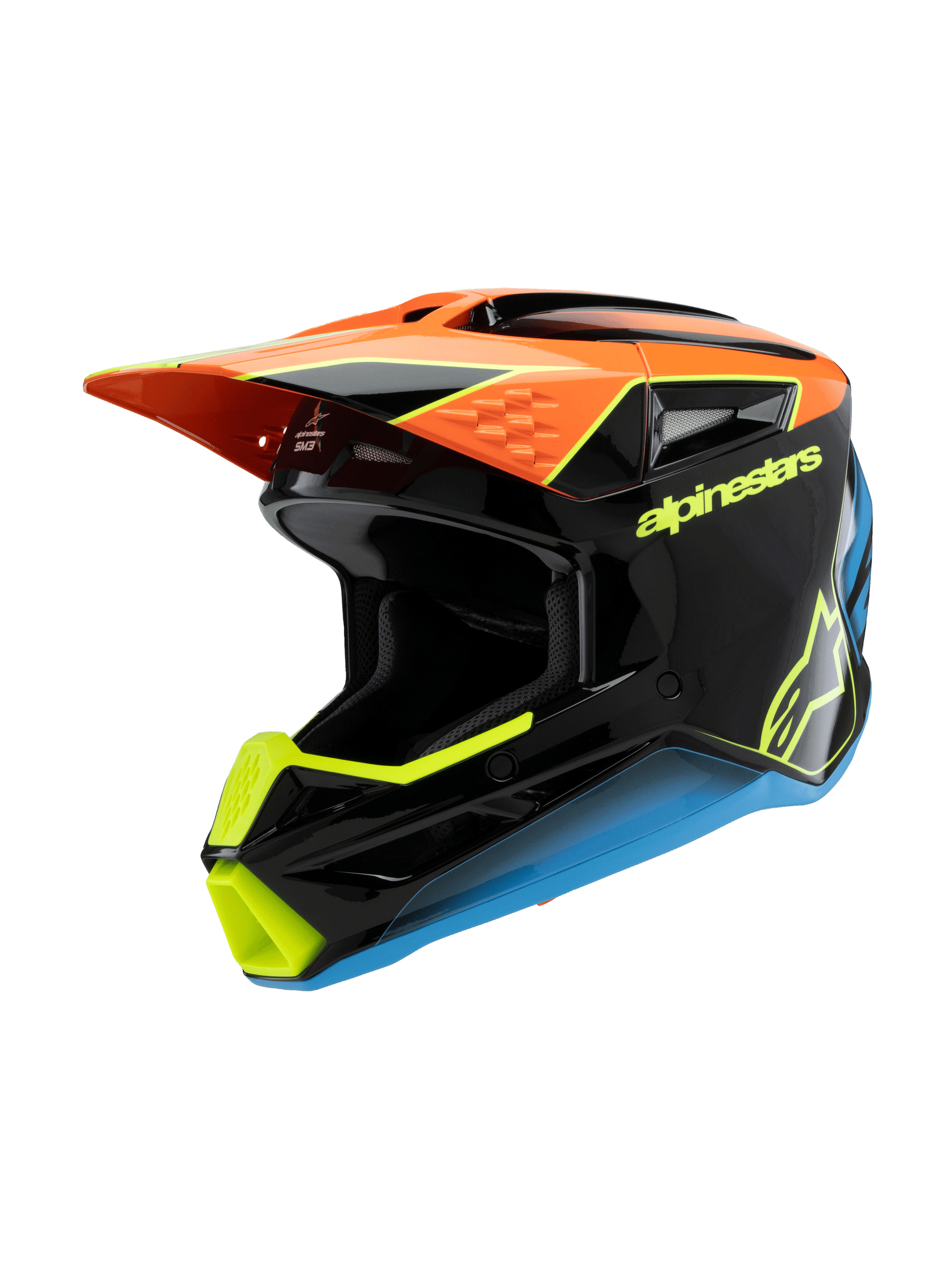 Alpinestars - 2025 SM3 Youth Fray Black Orange Yellow Glossy MX Helmet