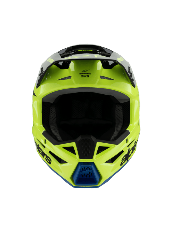 Alpinestars - 2025 SM3 Youth Radium Yellow Black Blue Glossy MX Helmet