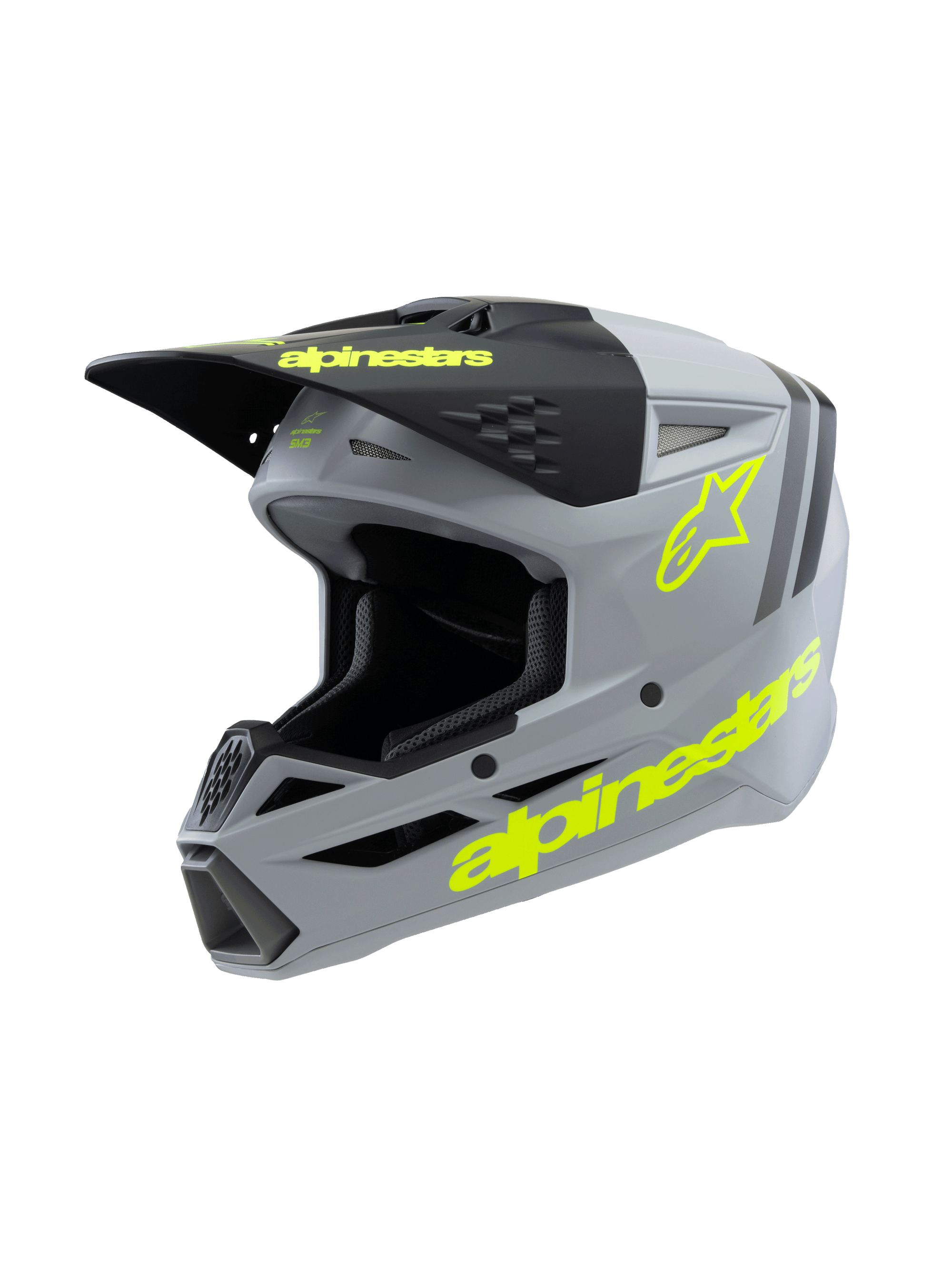 Alpinestars - 2025 SM3 Youth Radium Grey Black Yellow Matt MX Helmet