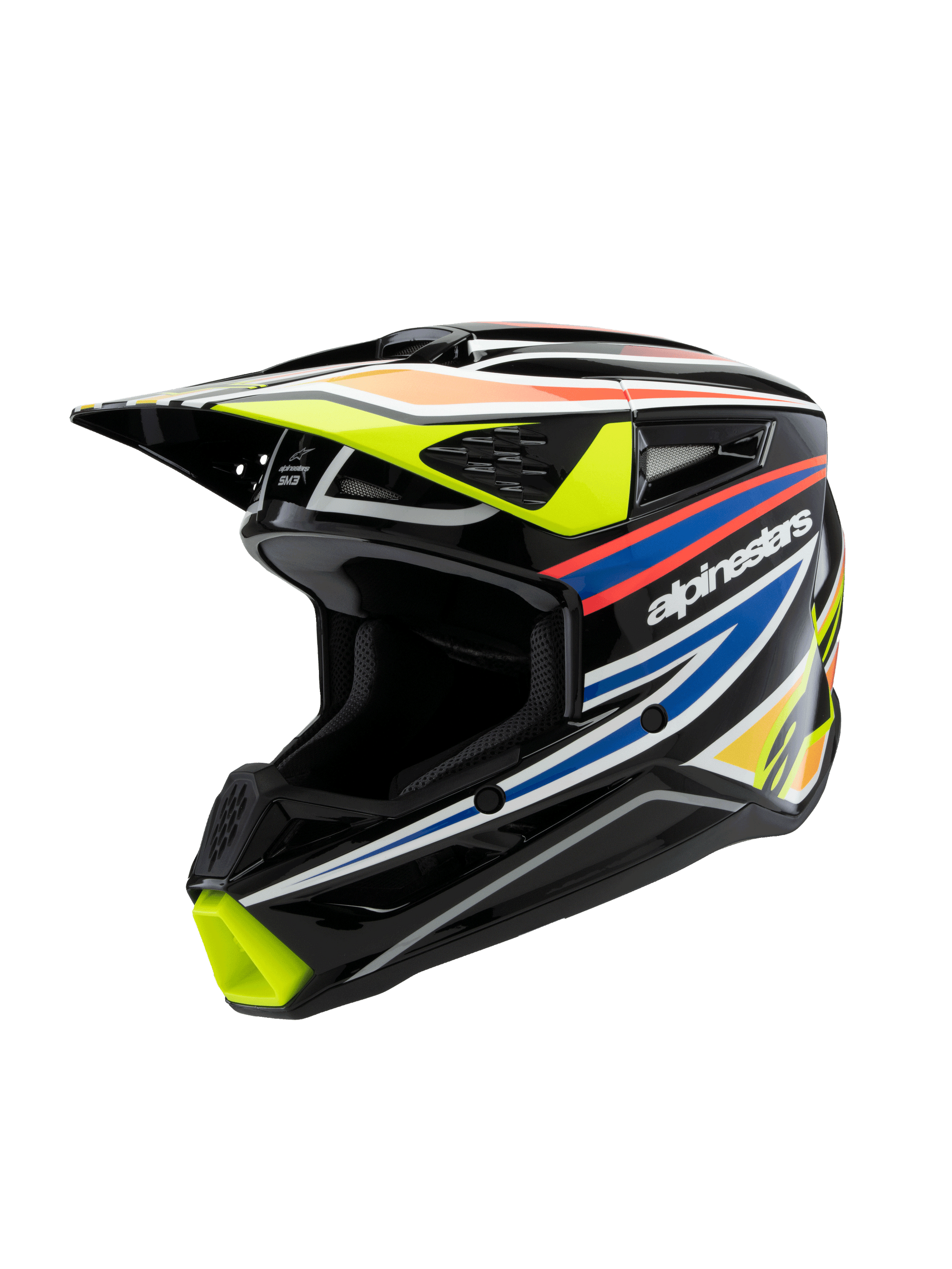 Alpinestars - 2025 SM3 Youth Wurx Black Yellow-Fluro Blue Red Glossy MX Helmet